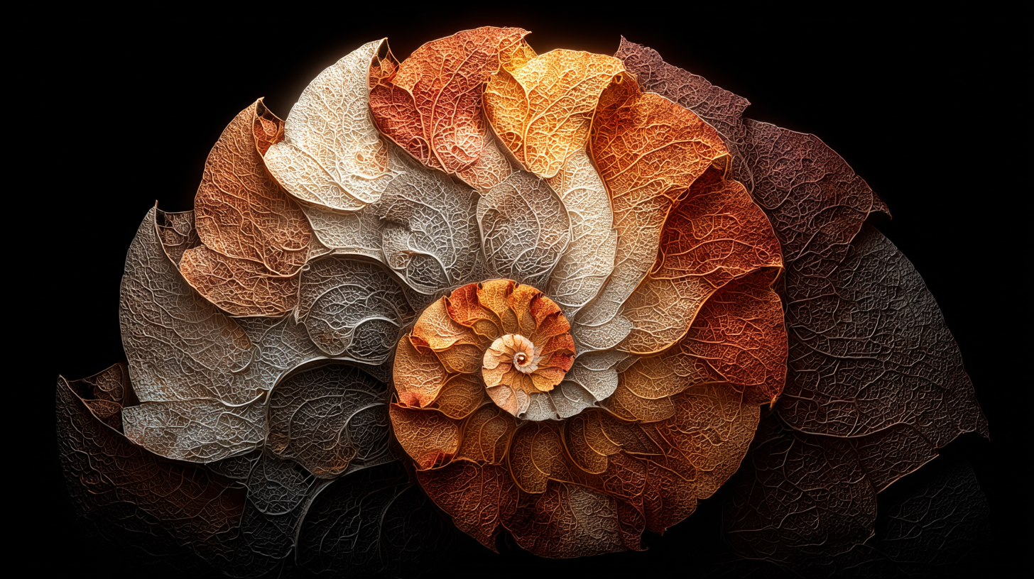 Spirale de Fibonacci aux branches récursives suivant la proportion 80/20